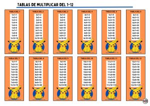 Tablas de Multiplicar 1-12 Picachu