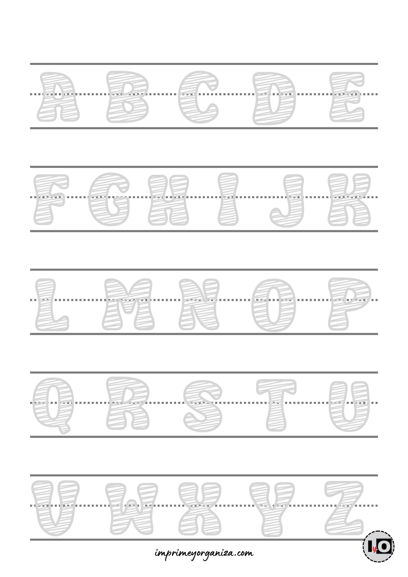 Abecedario Lettering Mayúsculas Rayadas