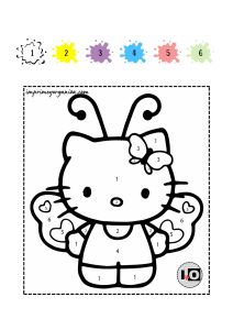Colorear por números Hello Kitty abeja