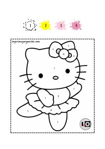 Colorear por números Hello Kitty bailarina