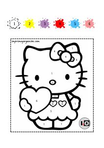 Colorear por números Hello Kitty corazón