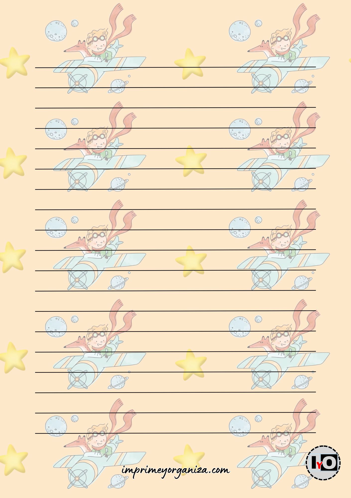 Hoja Principito Avión A5