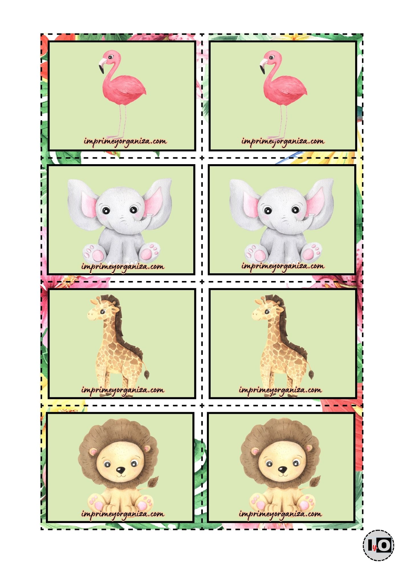 juego de memoria de animales para imprimir
