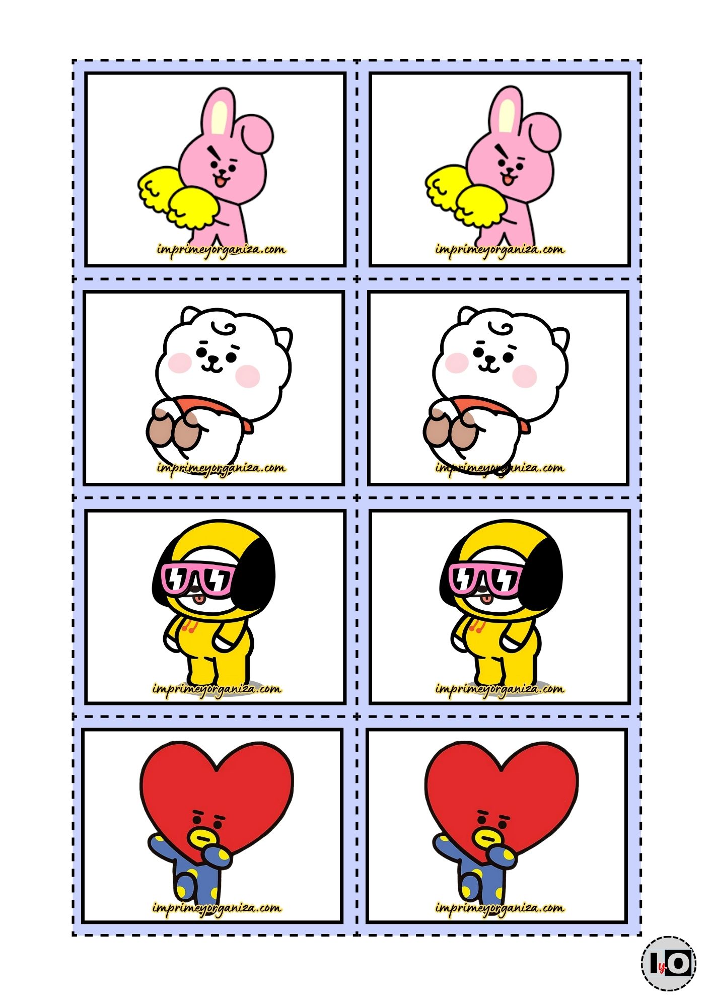juego de memoria BT21 para imprimir
