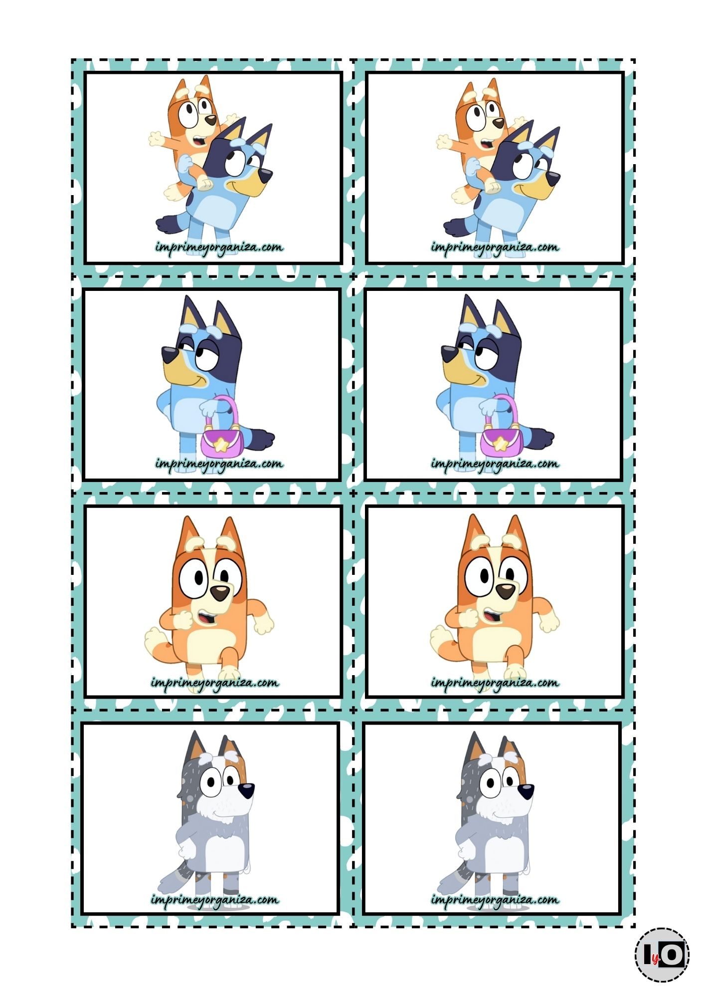 juego de memoria Bluey para imprimir