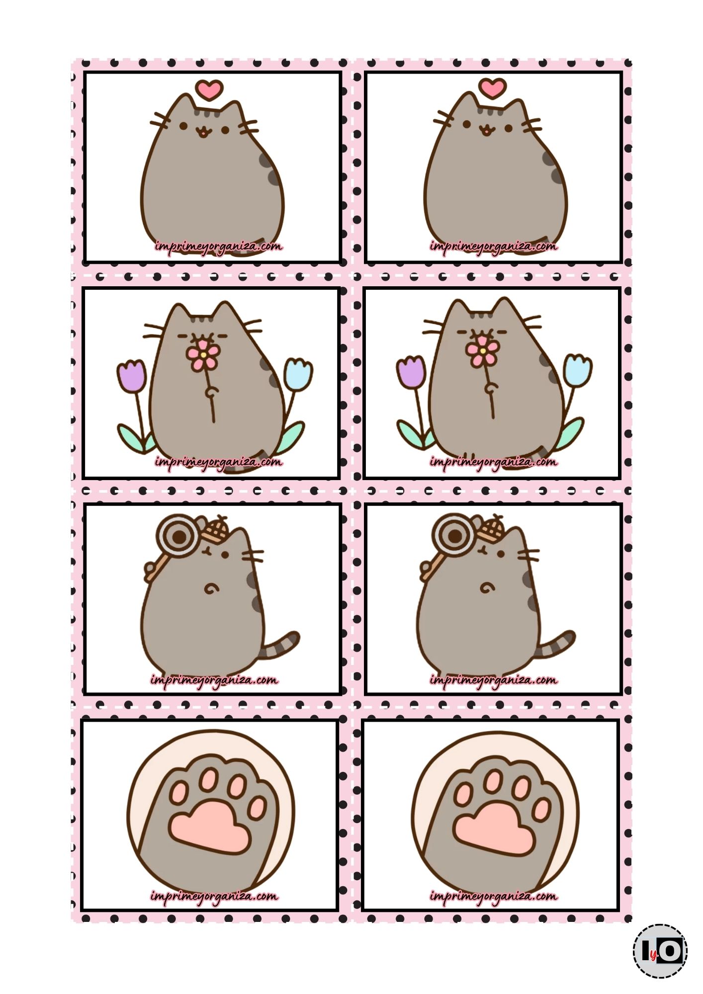 juego de memoria pusheen para imprimir
