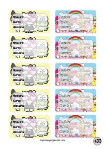 Etiquetas Escolares Hello Kitty and friends