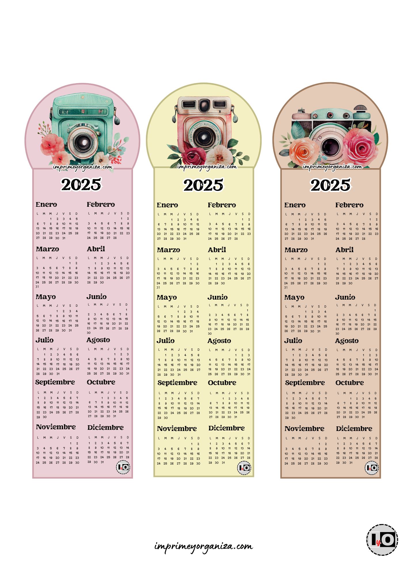 Calendarios Marcapáginas Cámaras Vintage 2025
