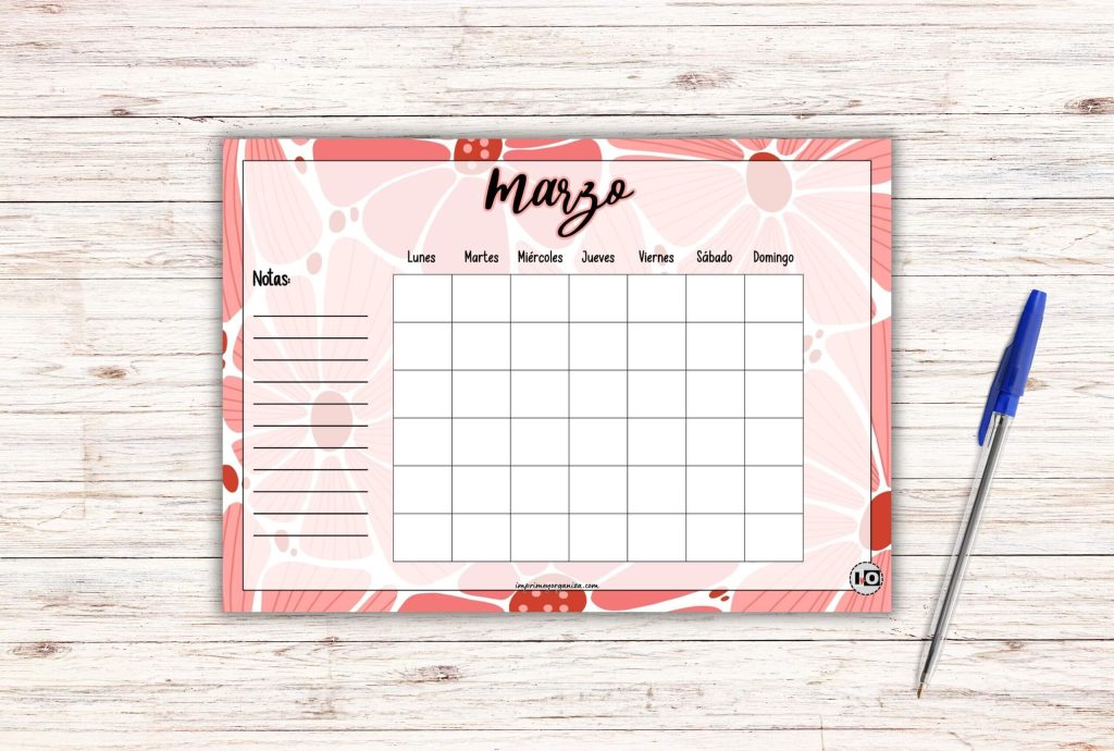 Calendarios de Marzo para rellenar