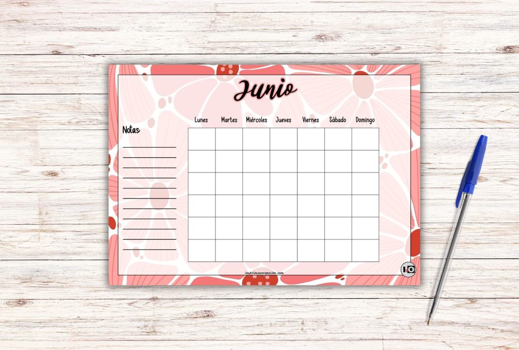 Calendarios de junio para rellenar