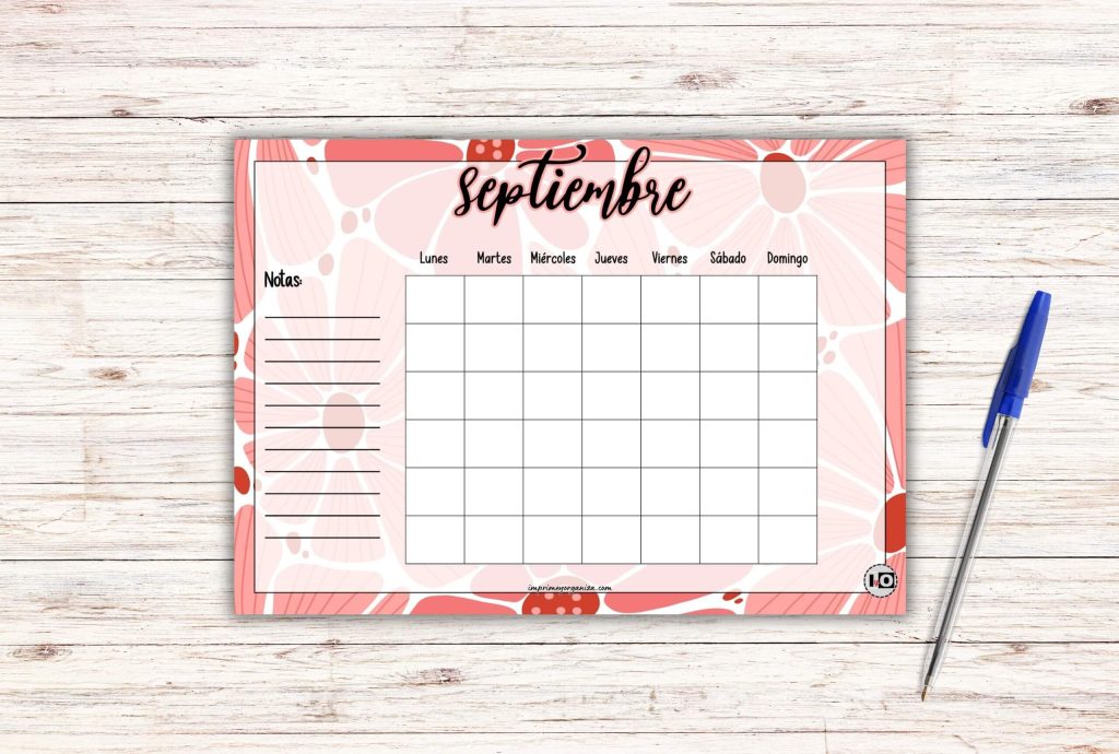 Calendarios de septiembre rellenables