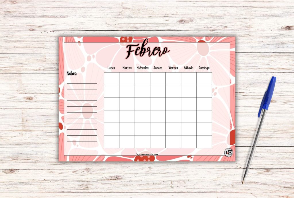 Calendarios febrero para rellenar