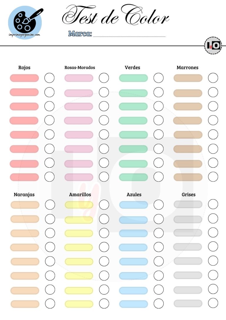 Plantillas de Color Charts para imprimir en PDF [GRATIS]