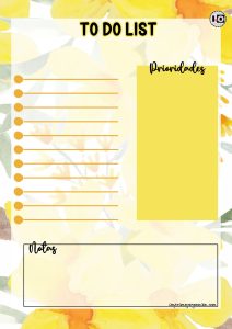 To Do List Estampado Floral amarillo y naranja