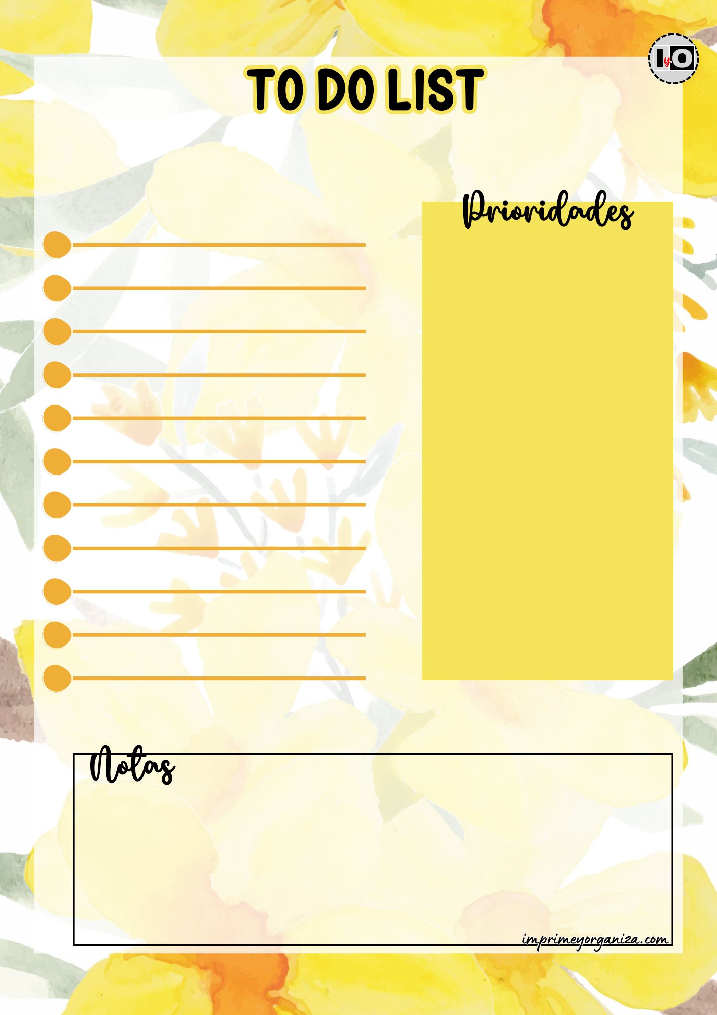 To Do List Estampado Floral amarillo y naranja