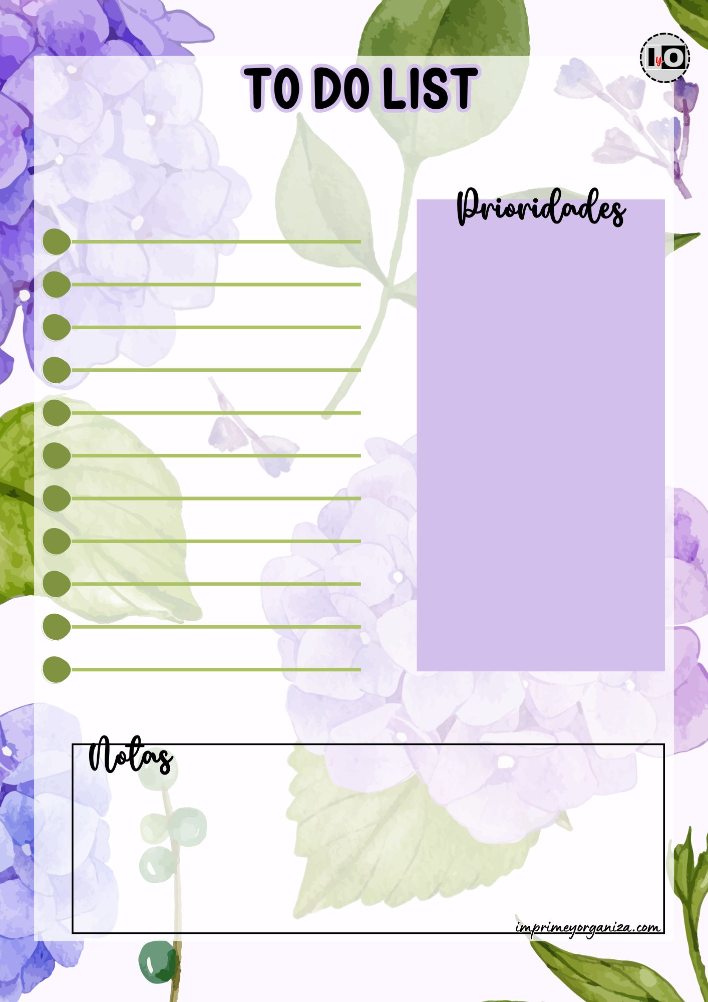 To Do List Estampado Floral lila y verde