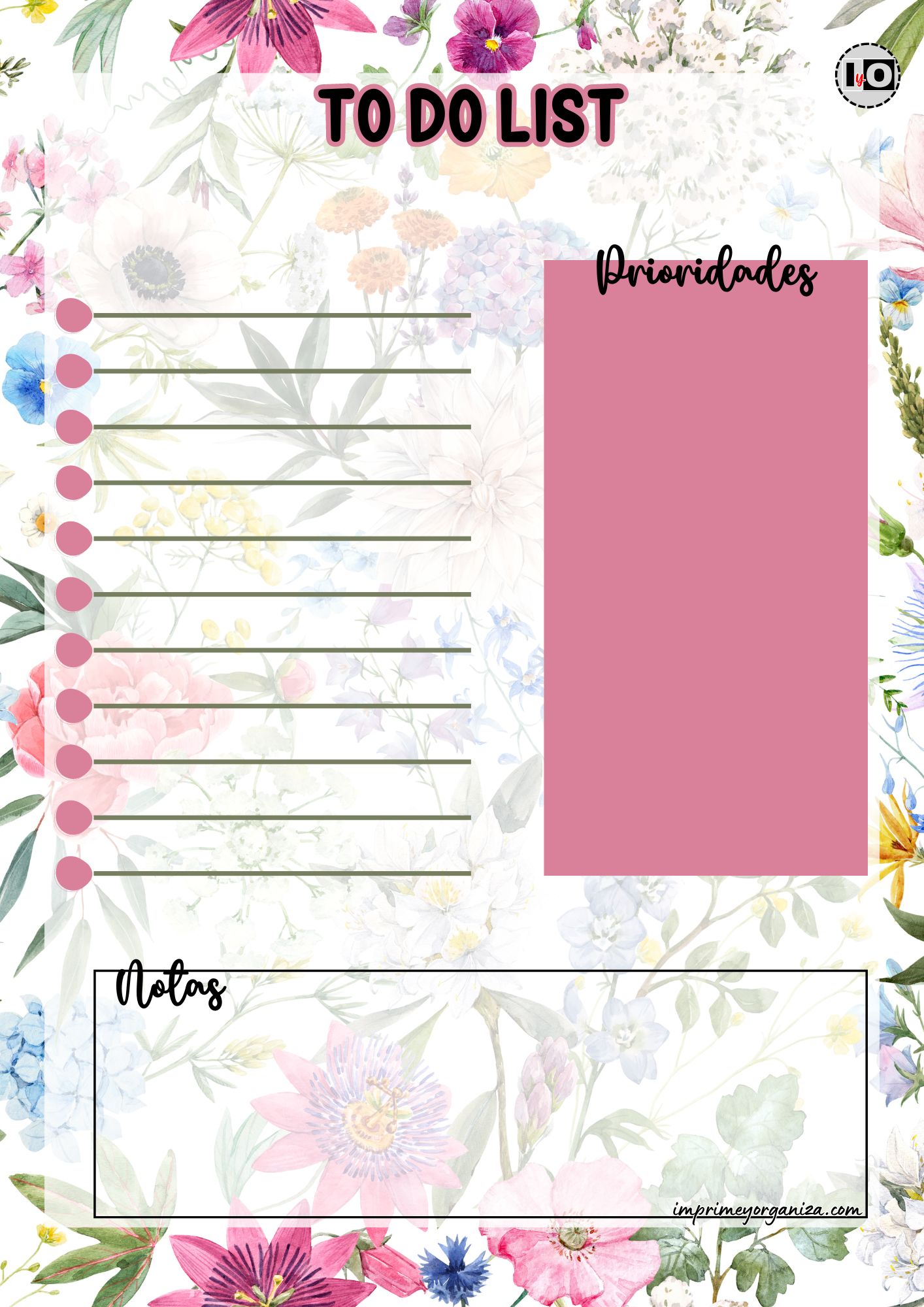 To Do List Estampado Floral rosa y verde