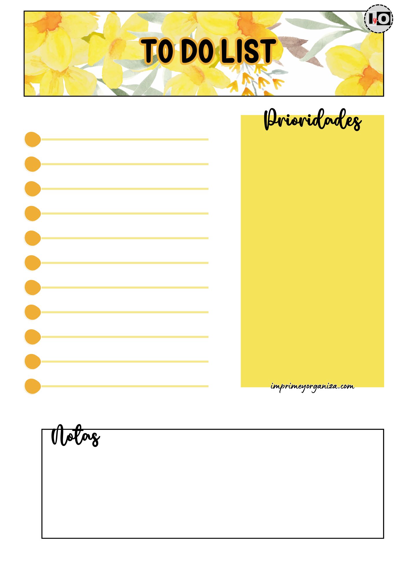 To Do List Floral amarillo y naranja