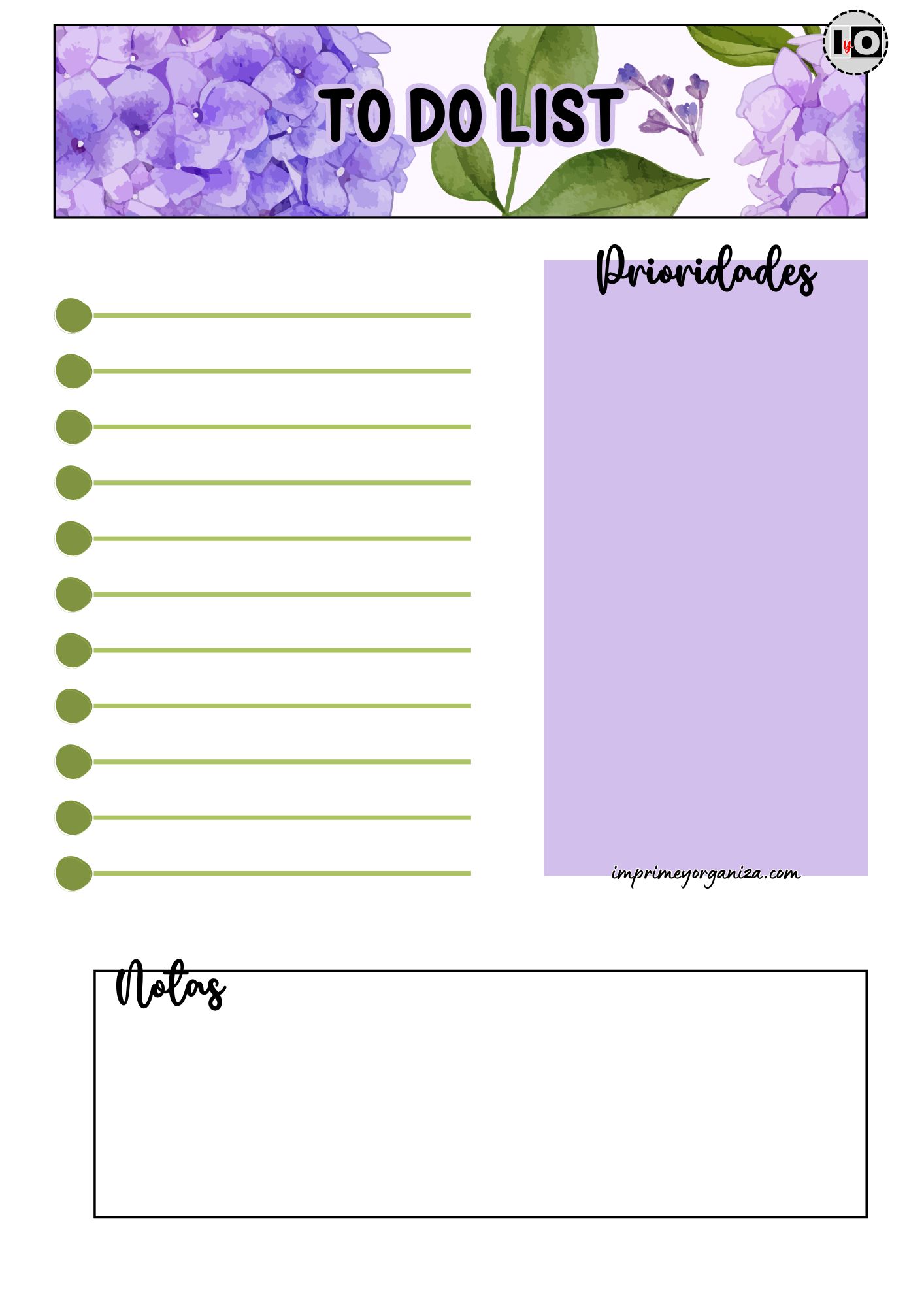 To Do List Floral lila y verde