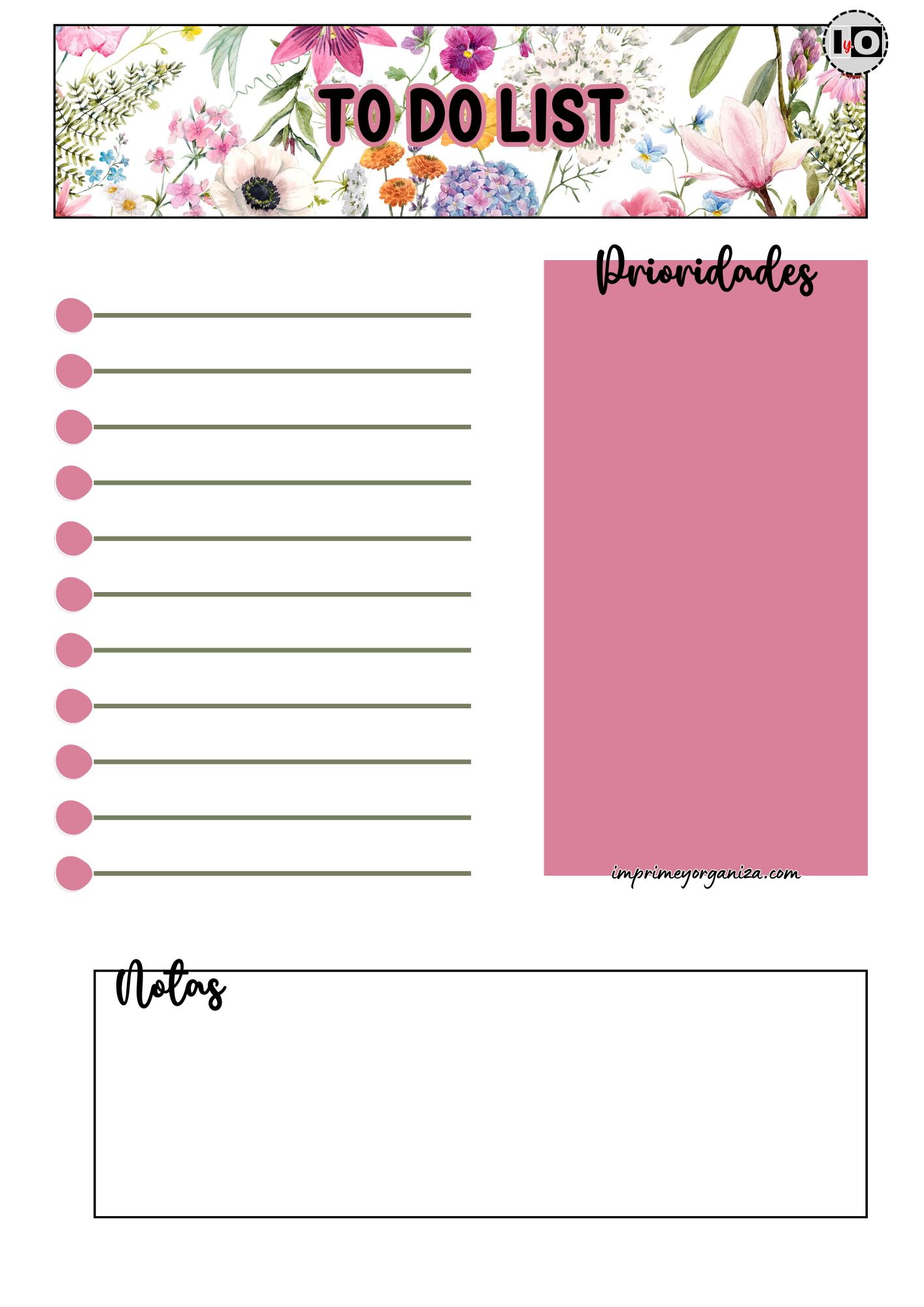 To Do List Floral rosa y verde