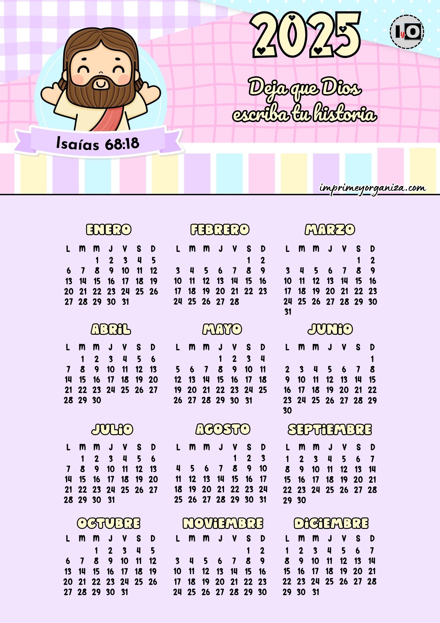 Calendario 2025 Versículo Lila