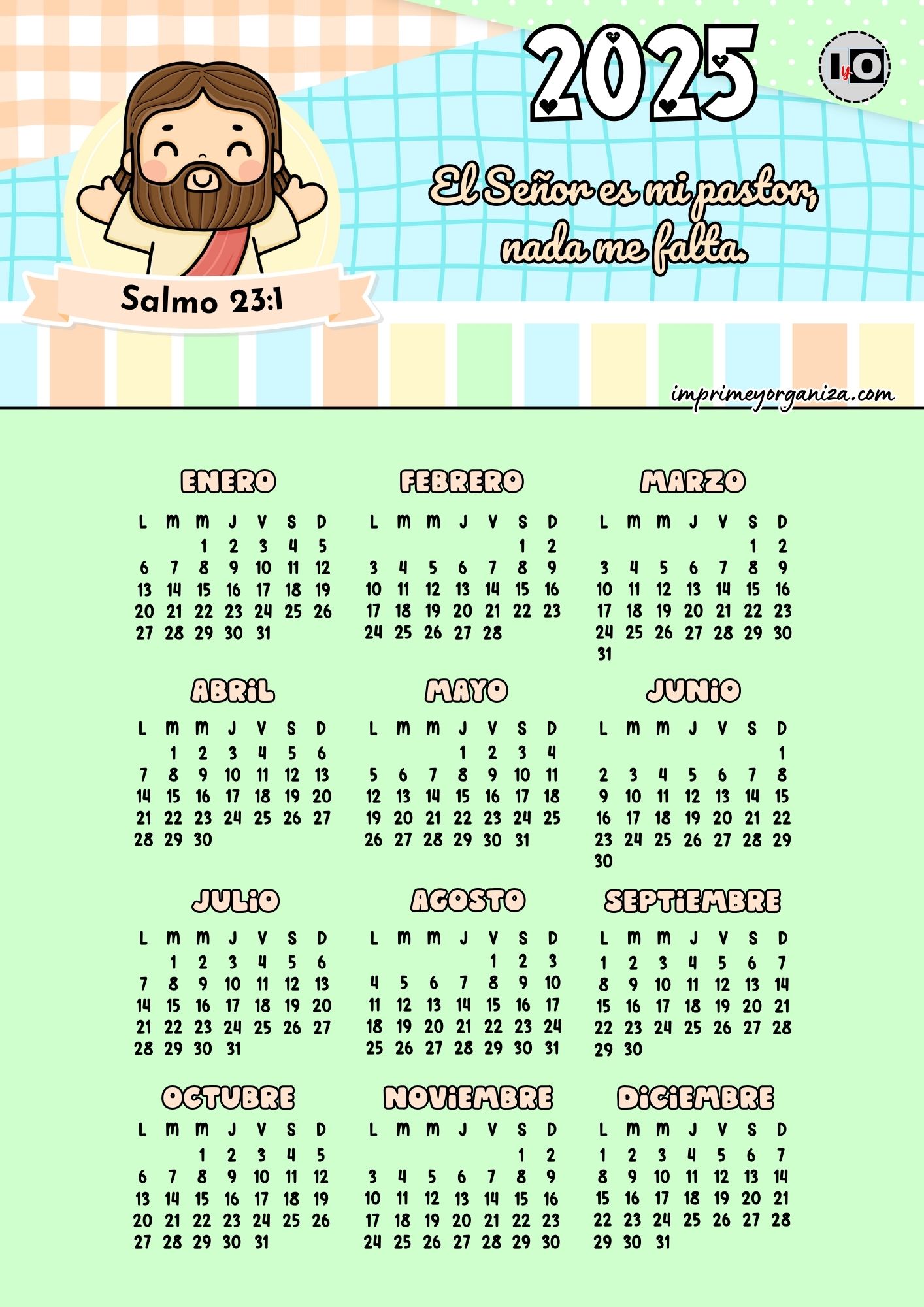 Calendario 2025 Versículo Verde