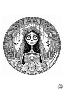 Mandala Halloween Novia Cadáver