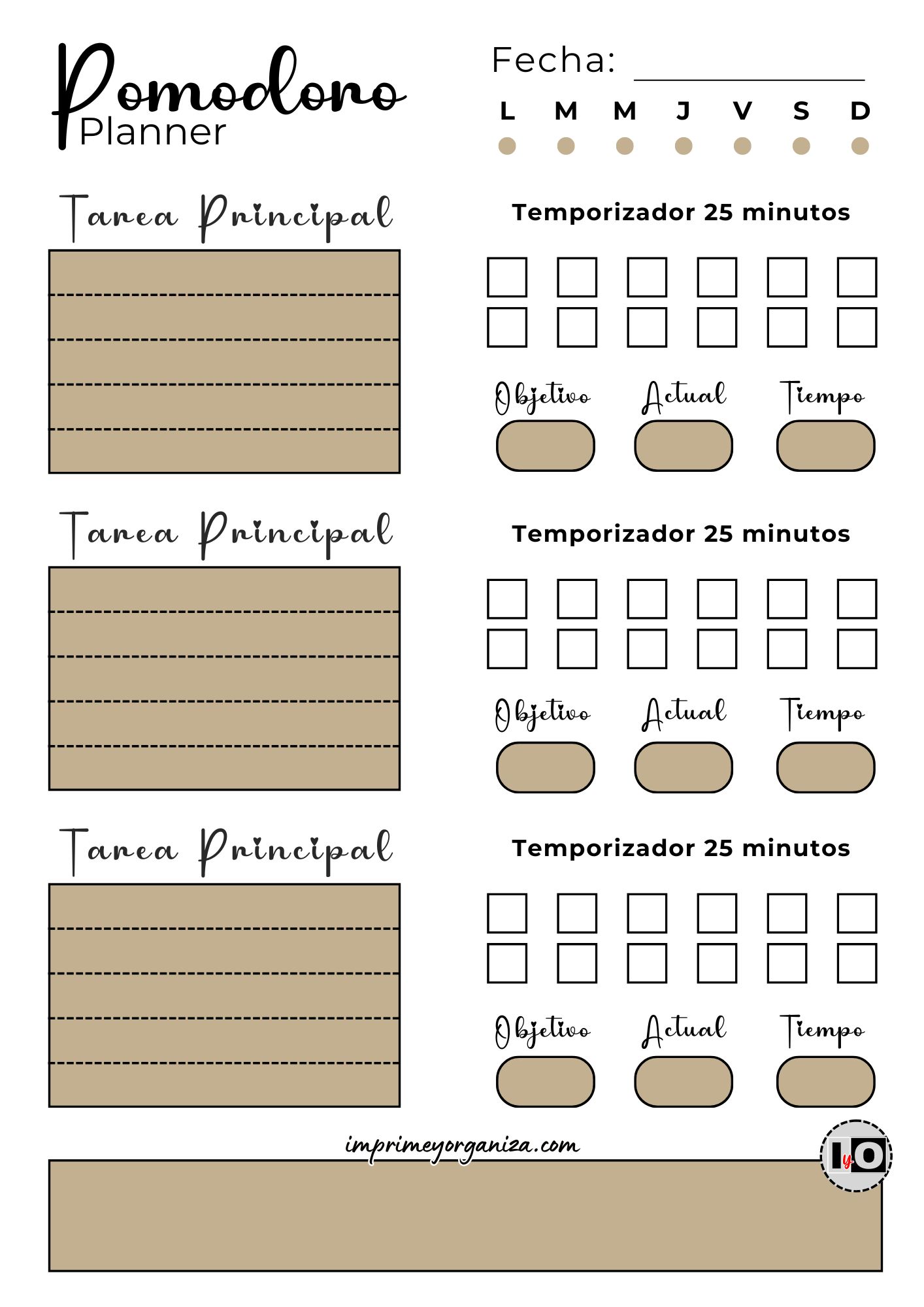Planificador Tareas Pomodoro Caqui
