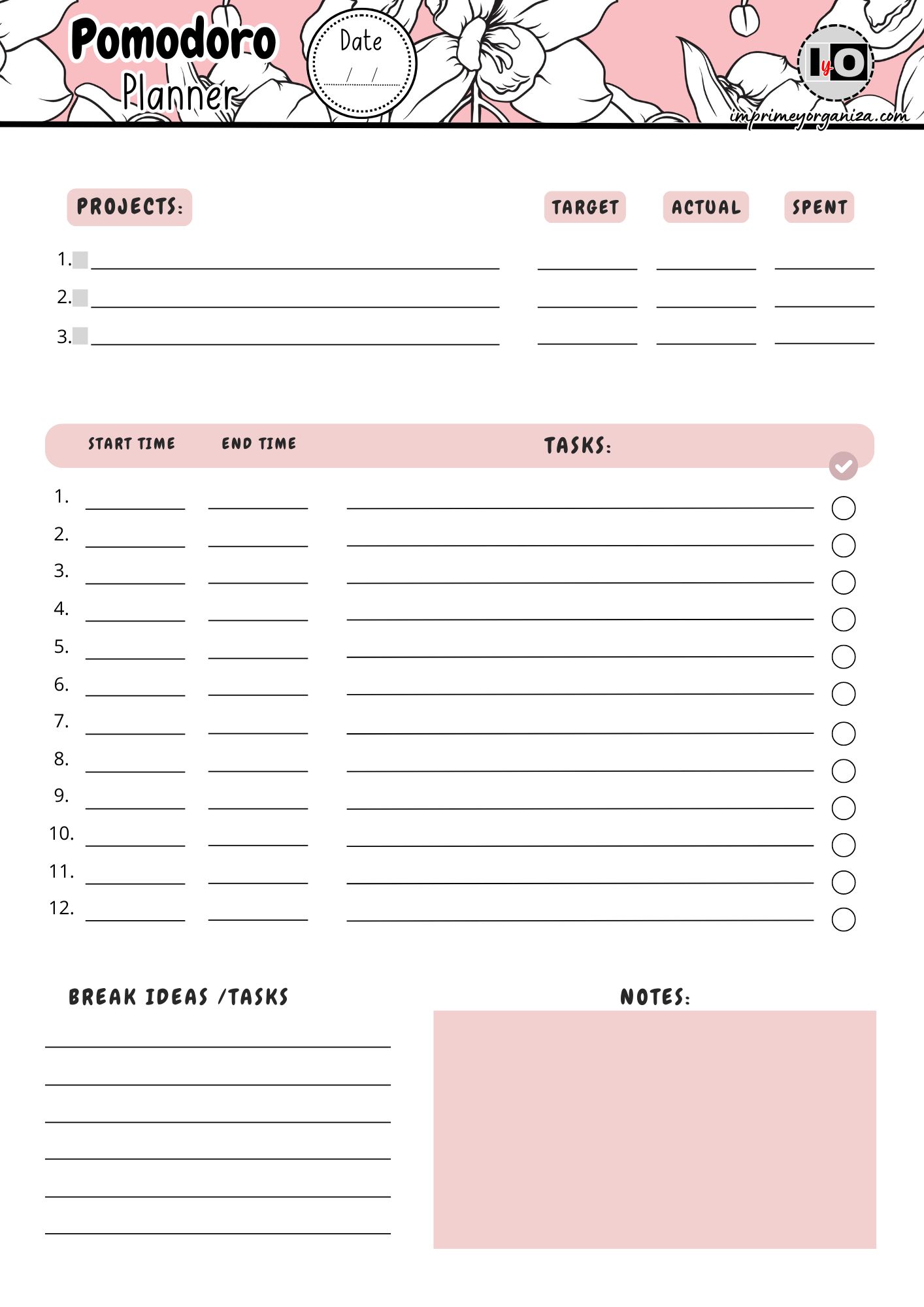 Pomodoro Planner Orquidea