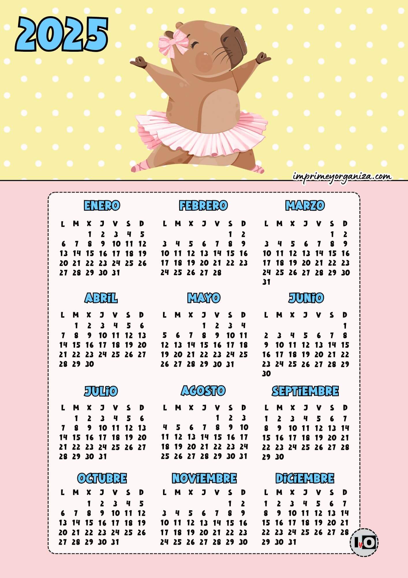 Calendario Capibara Bailarina