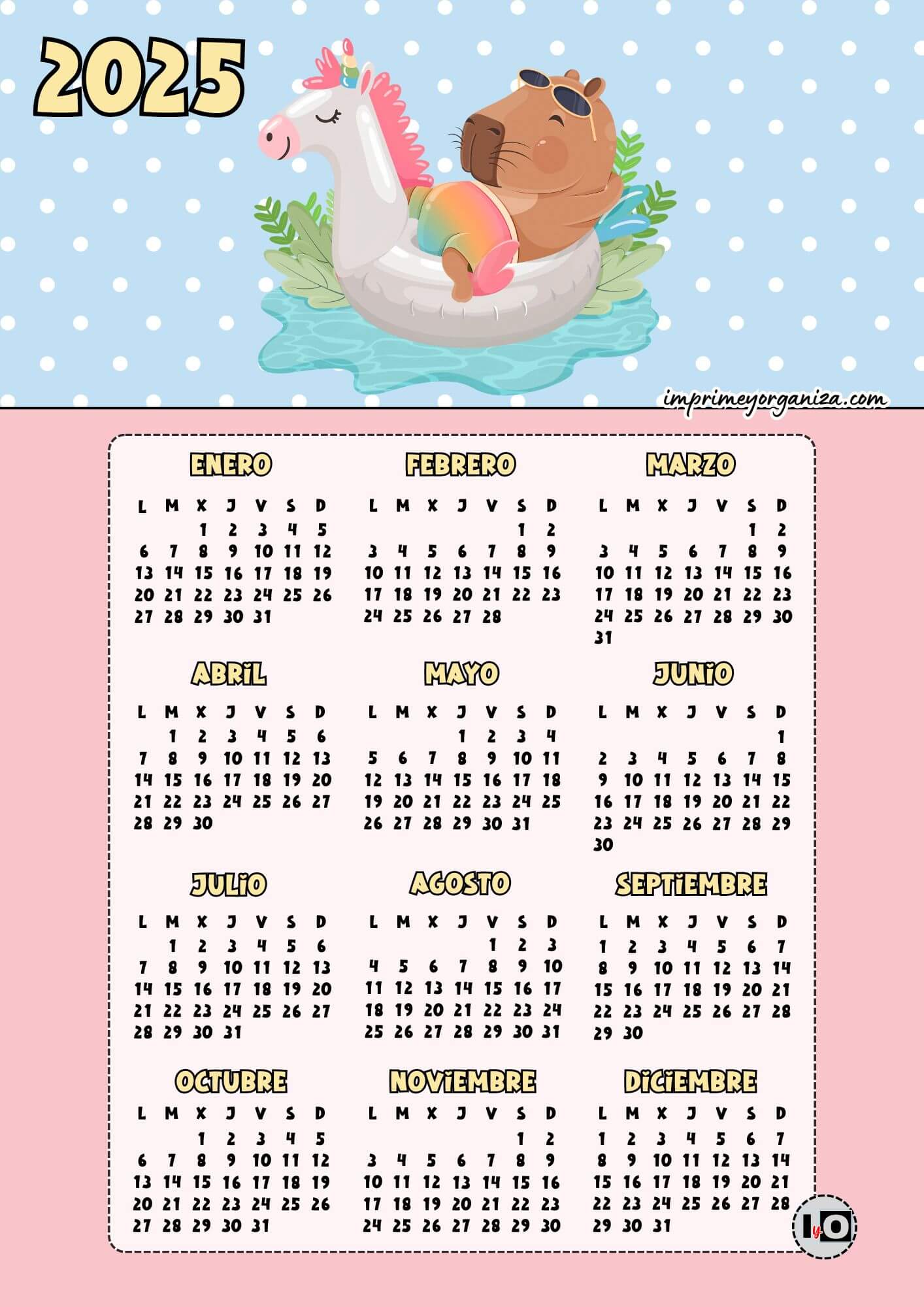 Calendario Capibara Flotador