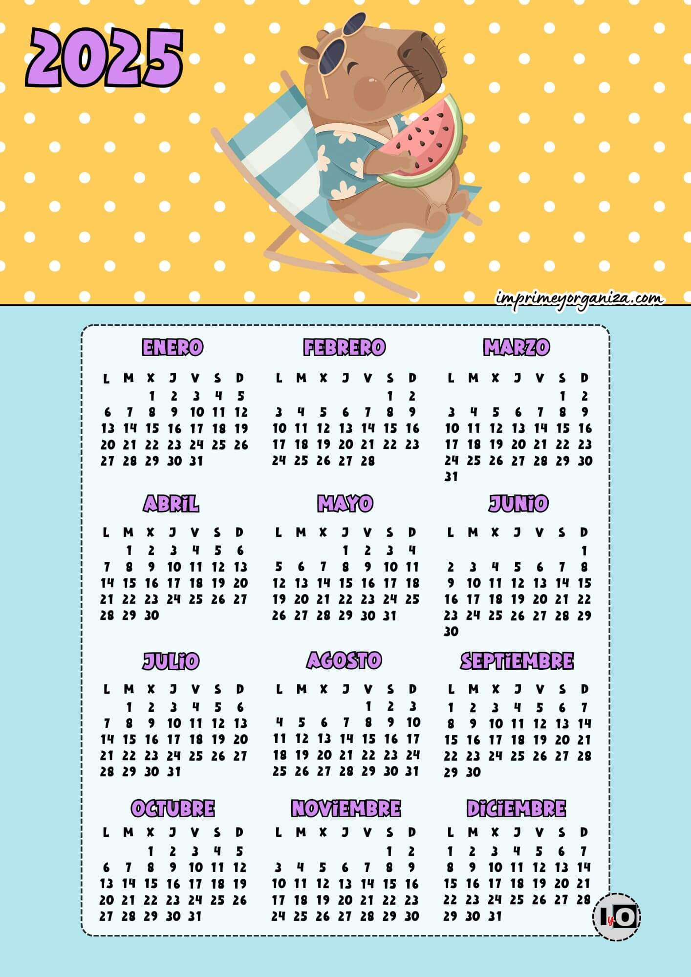 Calendario Capibara Sandía