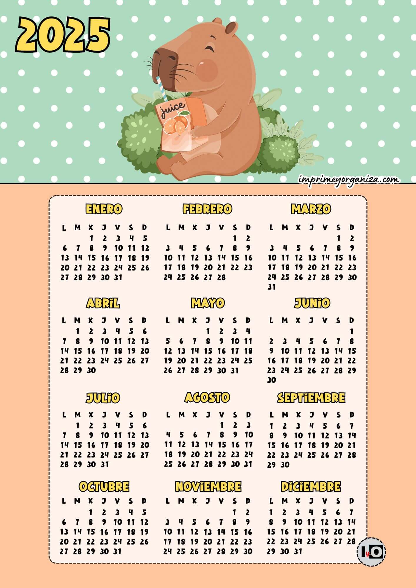 Calendario Capibara Zumo