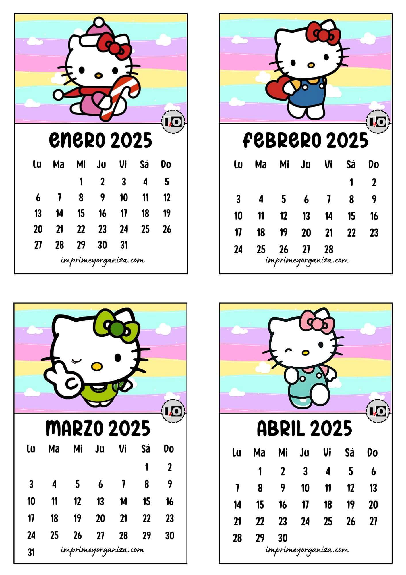 Calendario 2025 apilable Hello Kitty
