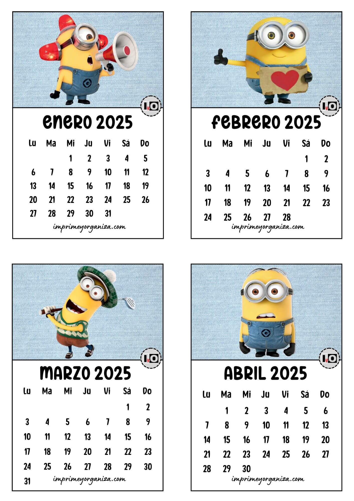 Calendario 2025 apilable Minions