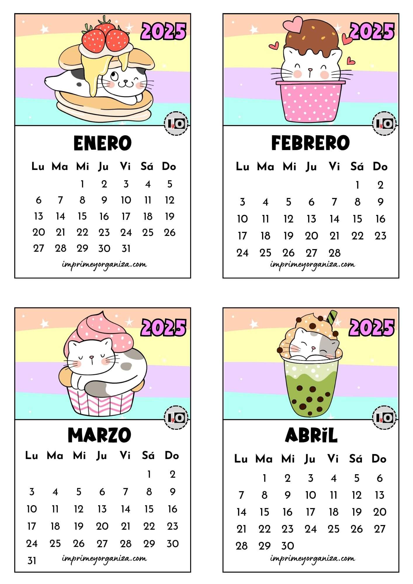 Calendario 2025 apilable Sweet cat