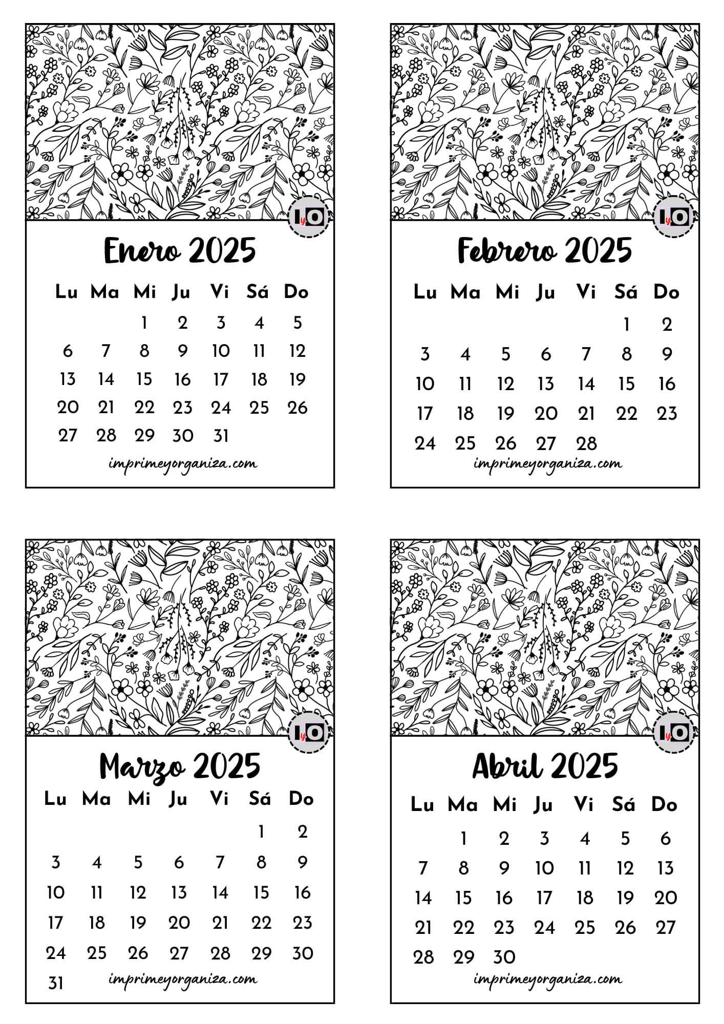 Calendario apilable 2025 Line Art