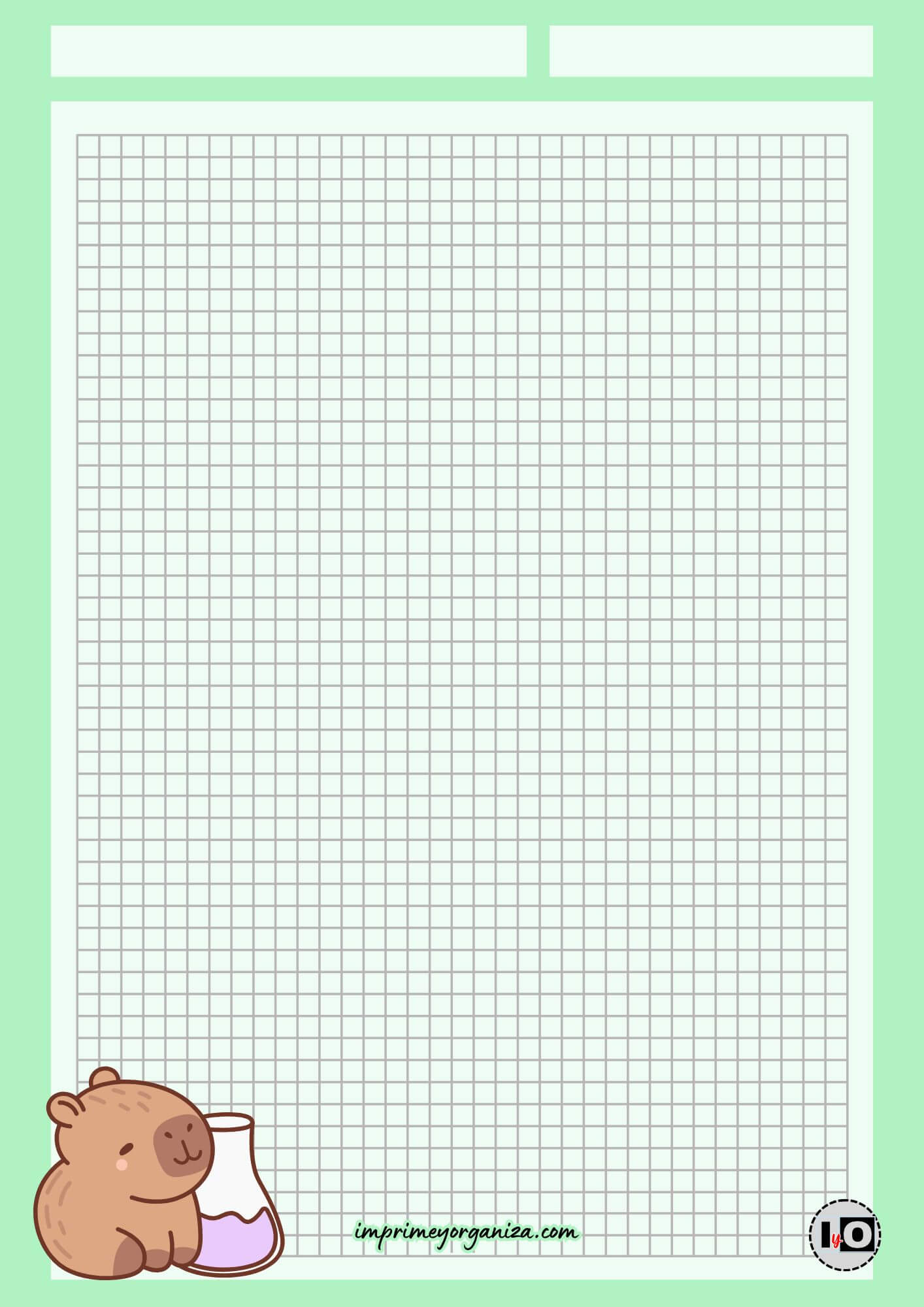 Hoja Cuadriculada Capibara Verde