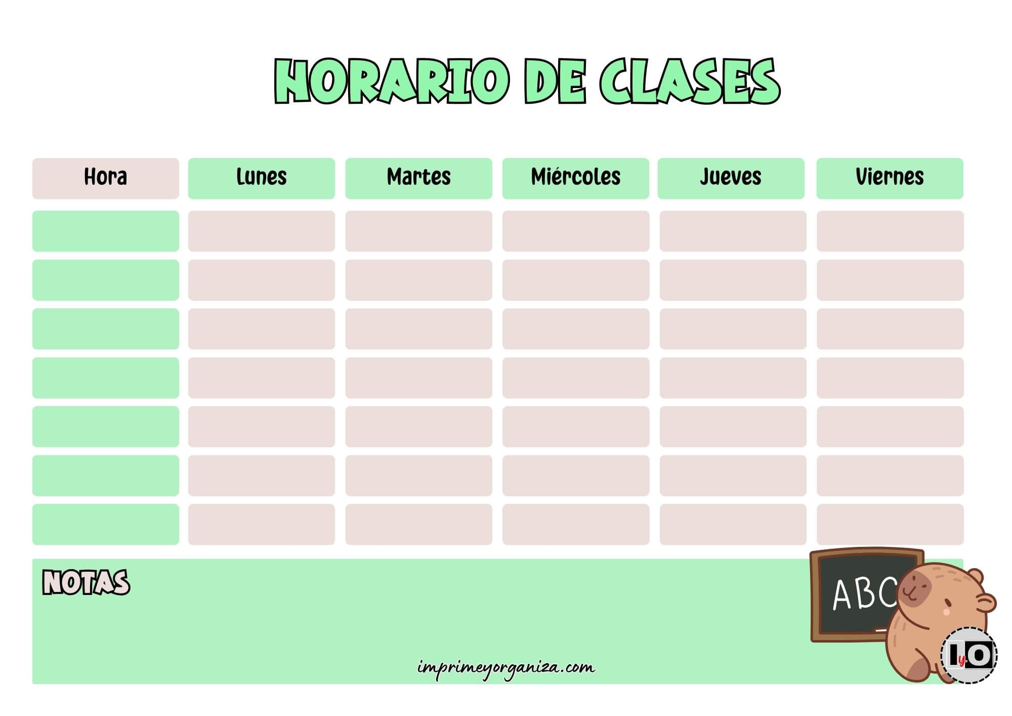 Horario Capibara Pizarra