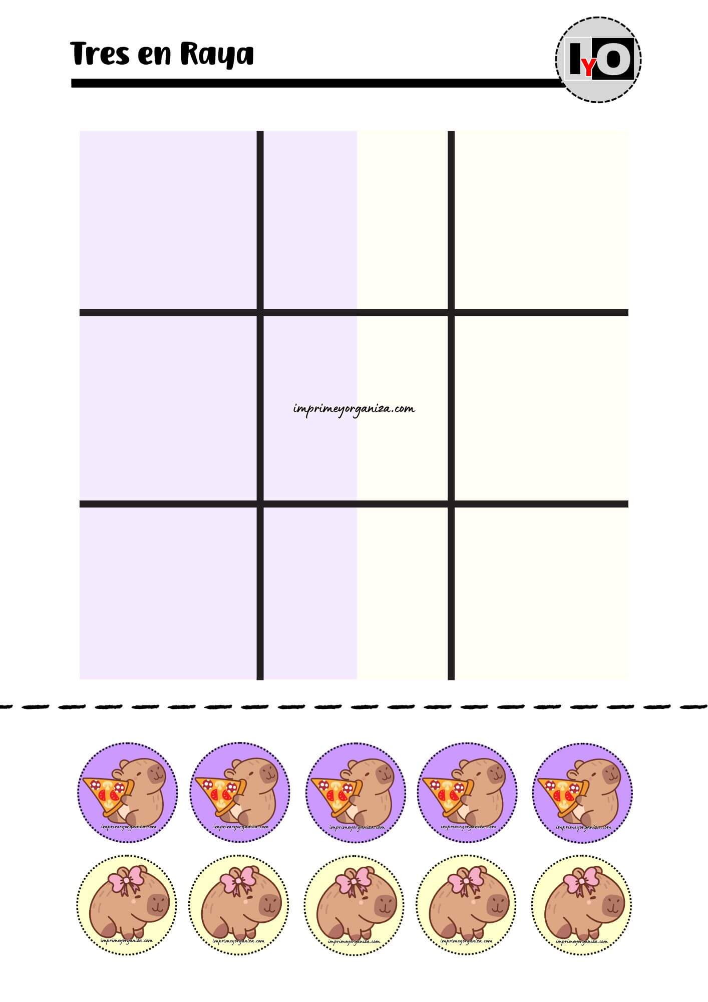 Tres en Raya Capibaras Morado-Amarillo
