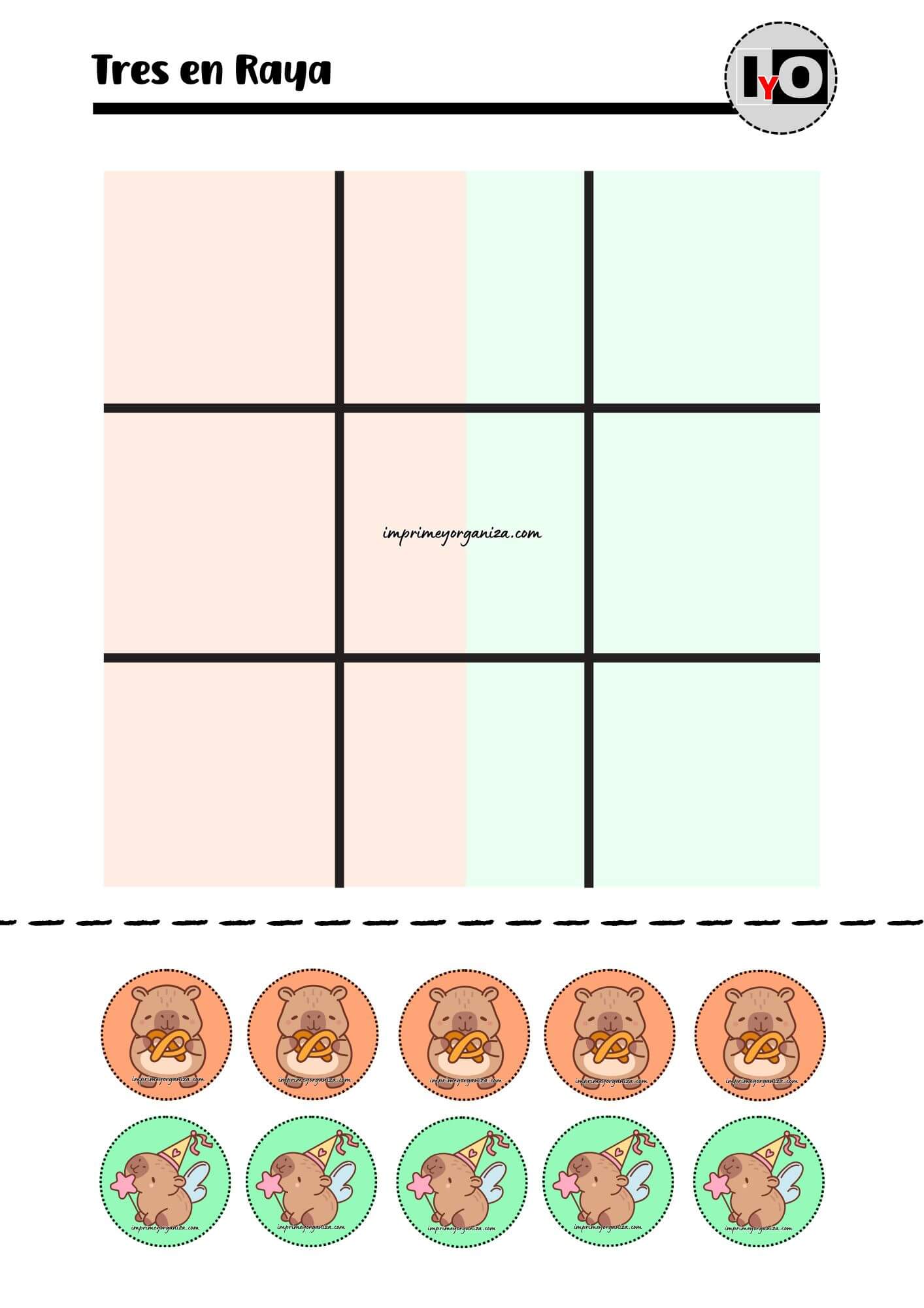 Tres en Raya Capibaras Naranja-Verde