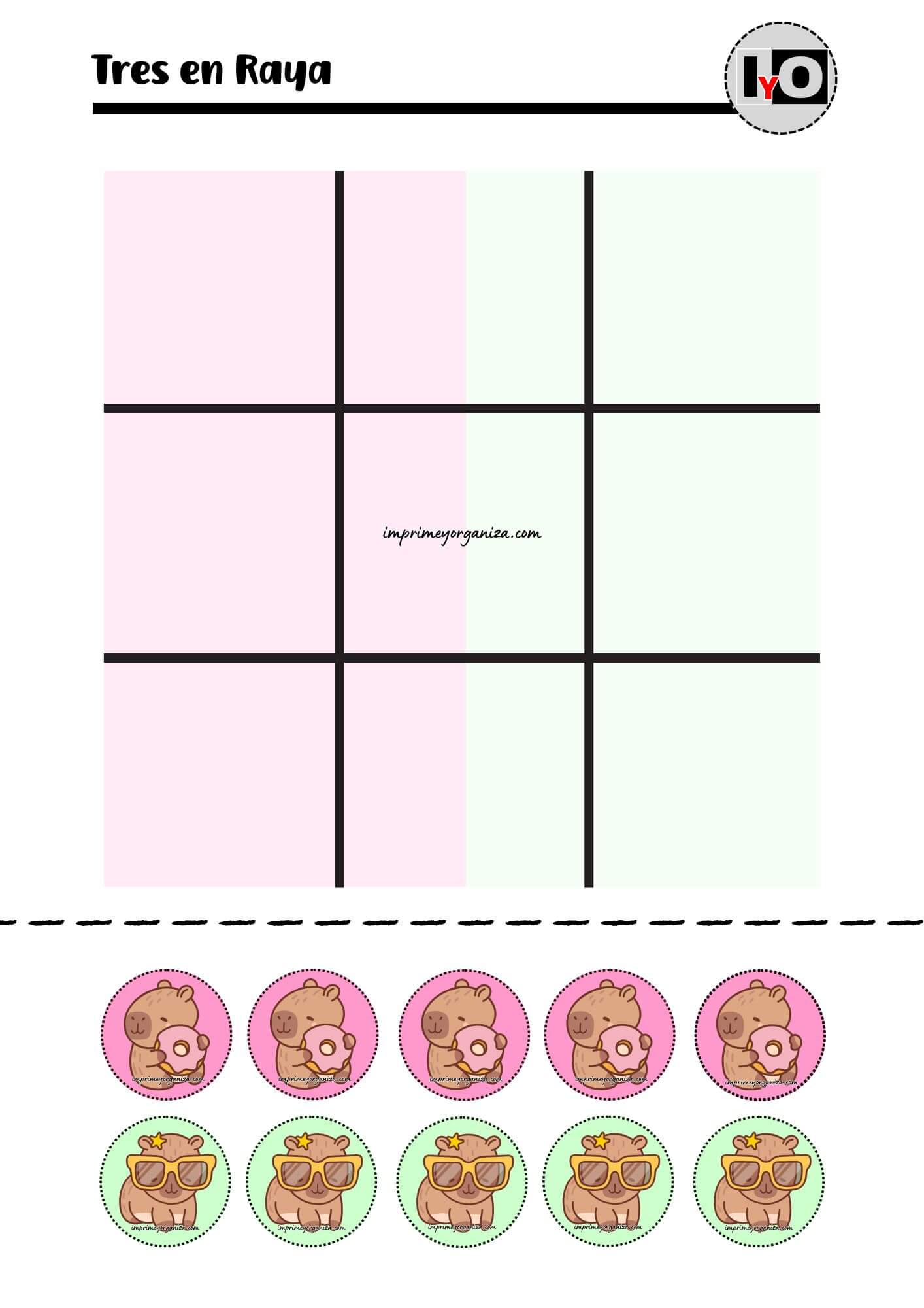 Tres en Raya Capibaras Rosa-Verde