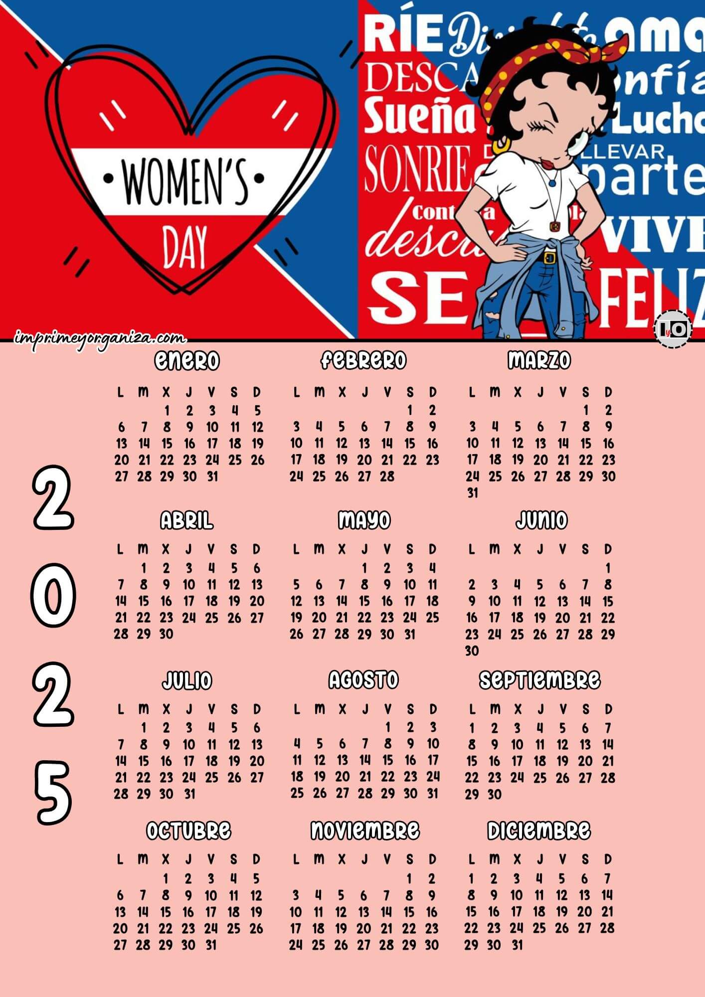 Calendario 2025 Betty Boop Women´s Day