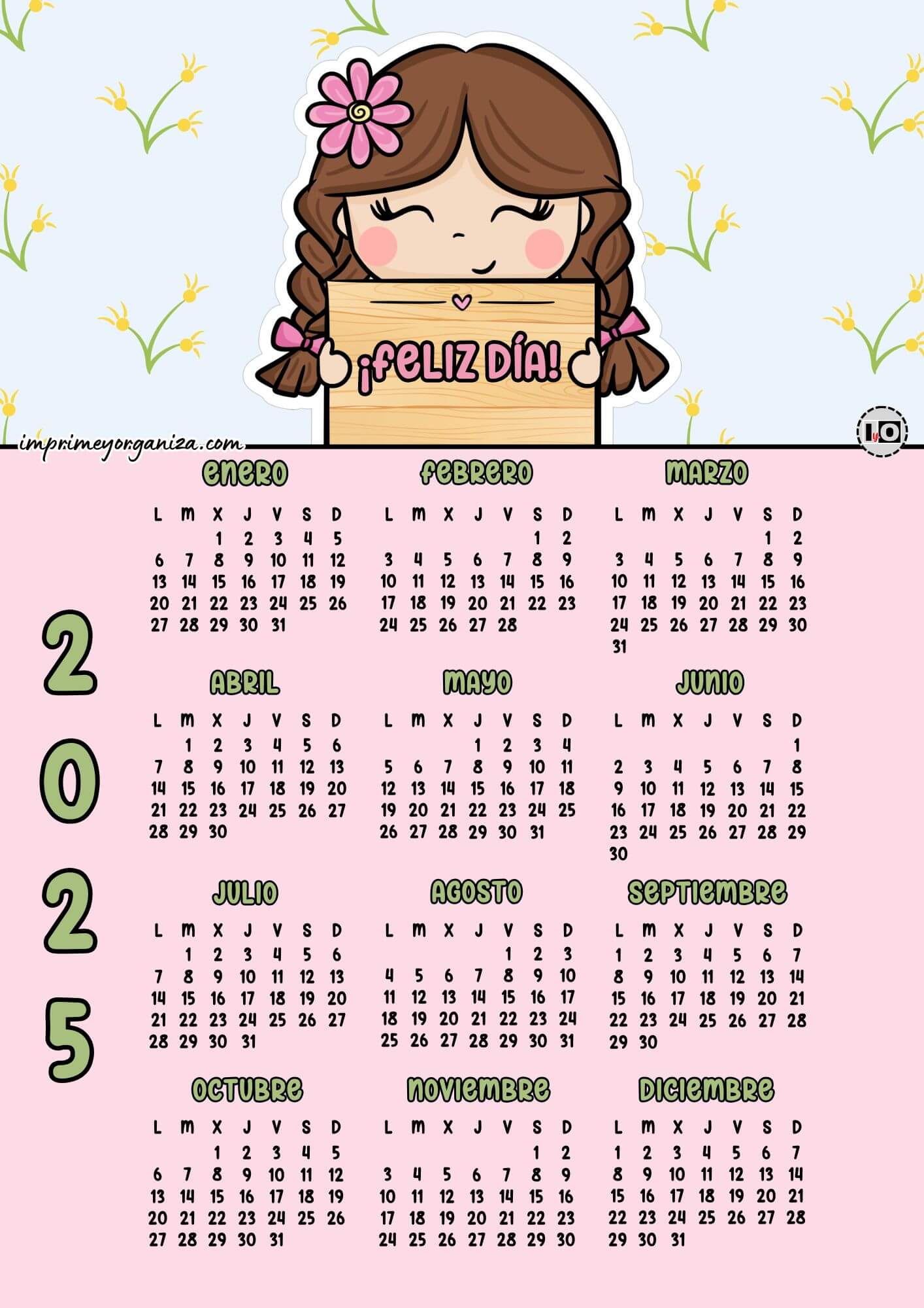 Calendario 2025 Feliz Día