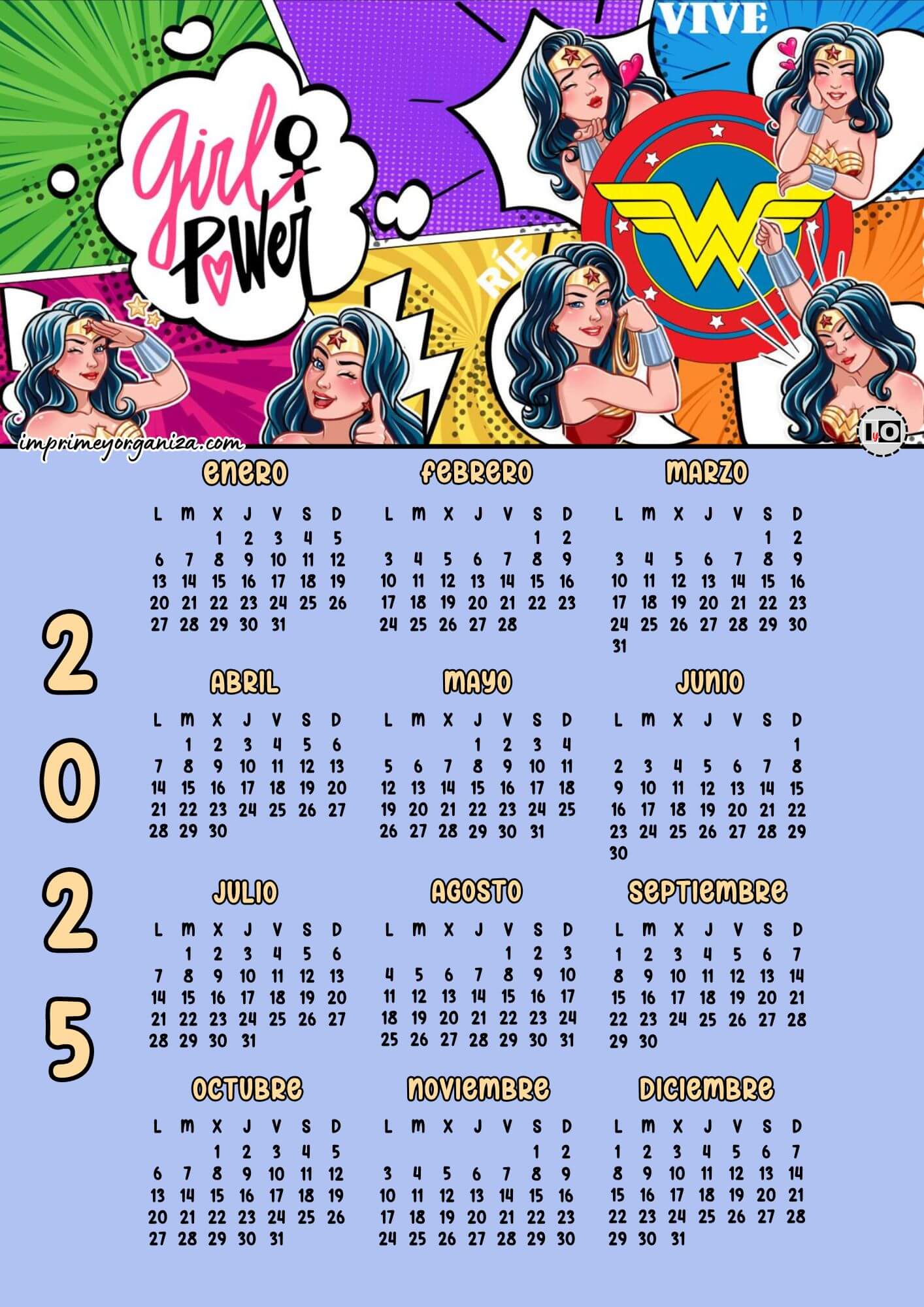 Calendario 2025 Mujer Maravilla Women´s Day