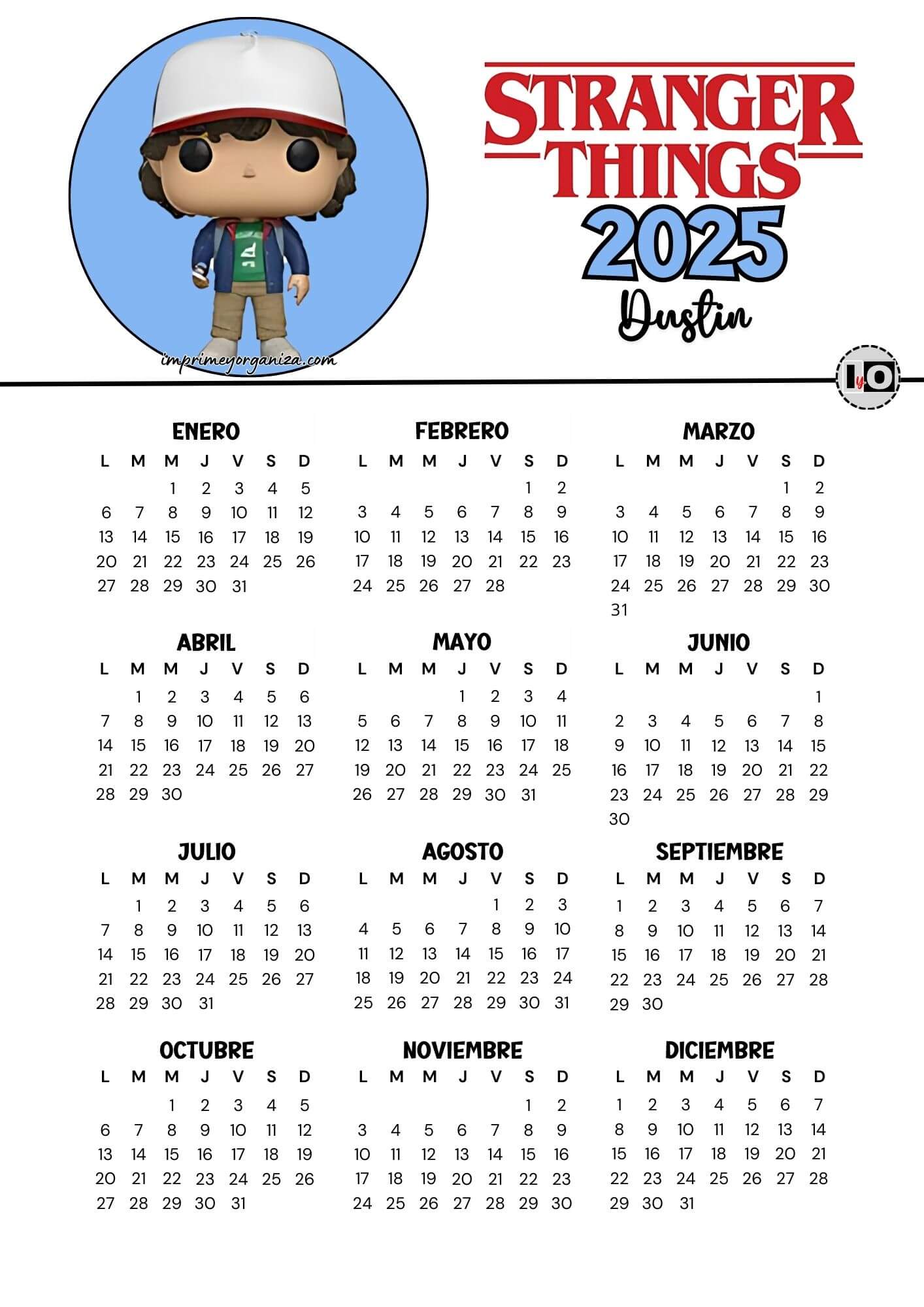Calendario 2025 Stranger Things Dustin