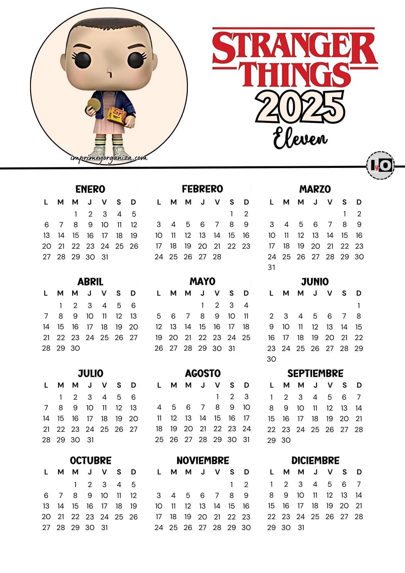 Calendario 2025 Stranger Things Eleven