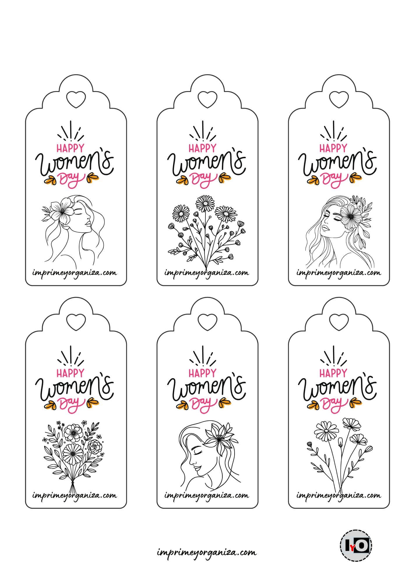 Etiquetas Women´s Day Line Art