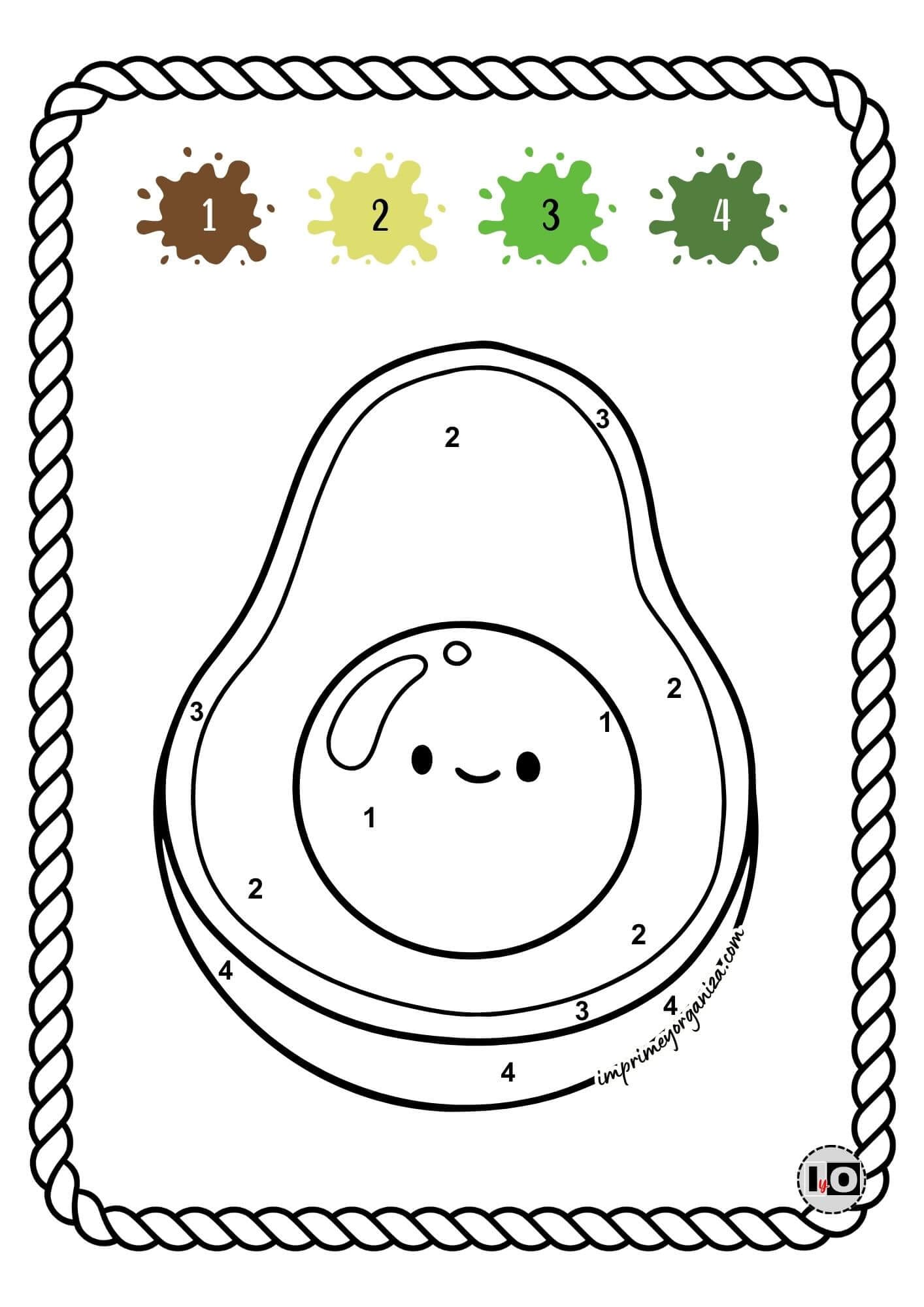 Colorear por números de aguacate