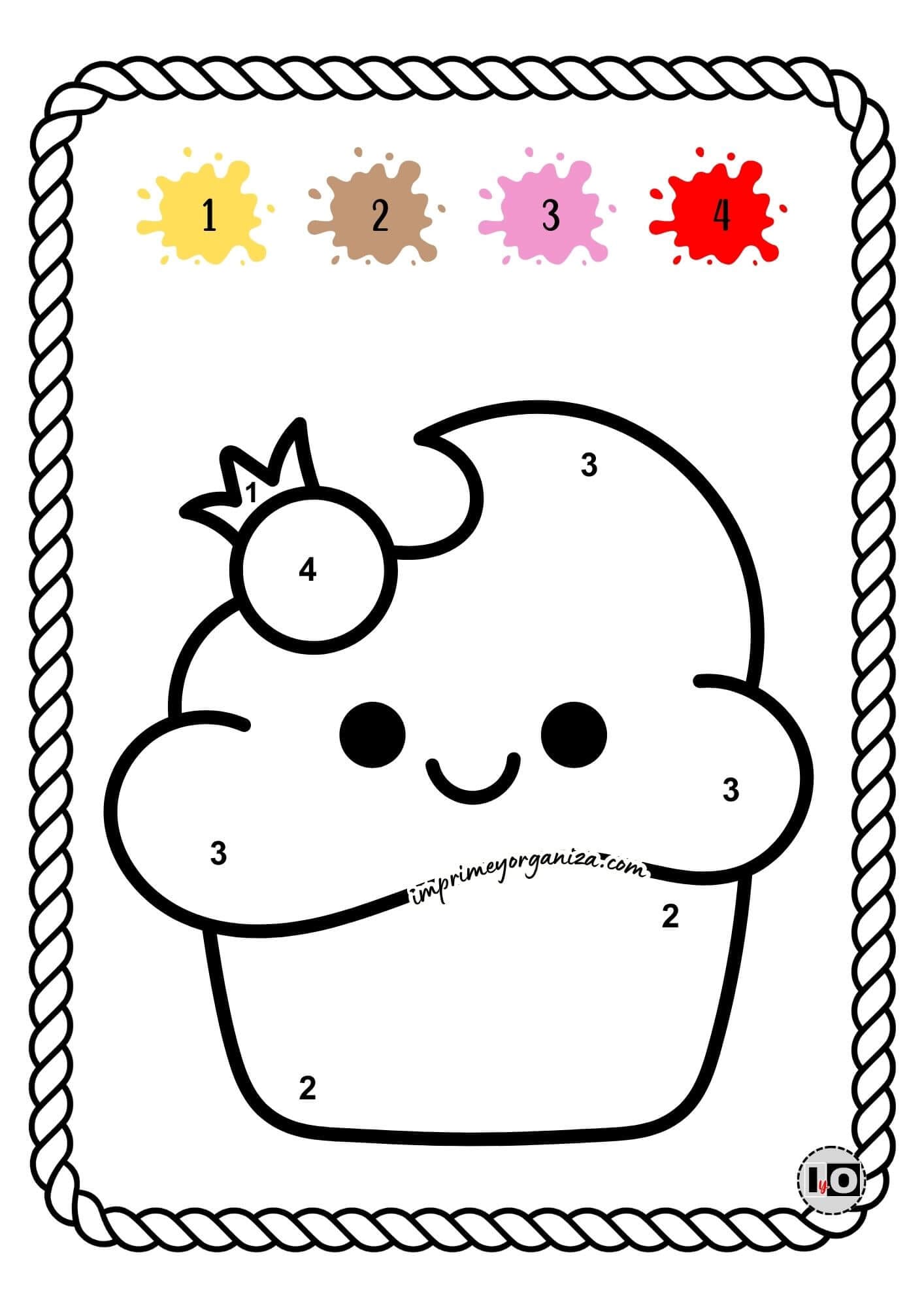 Colorear por números de cupcake